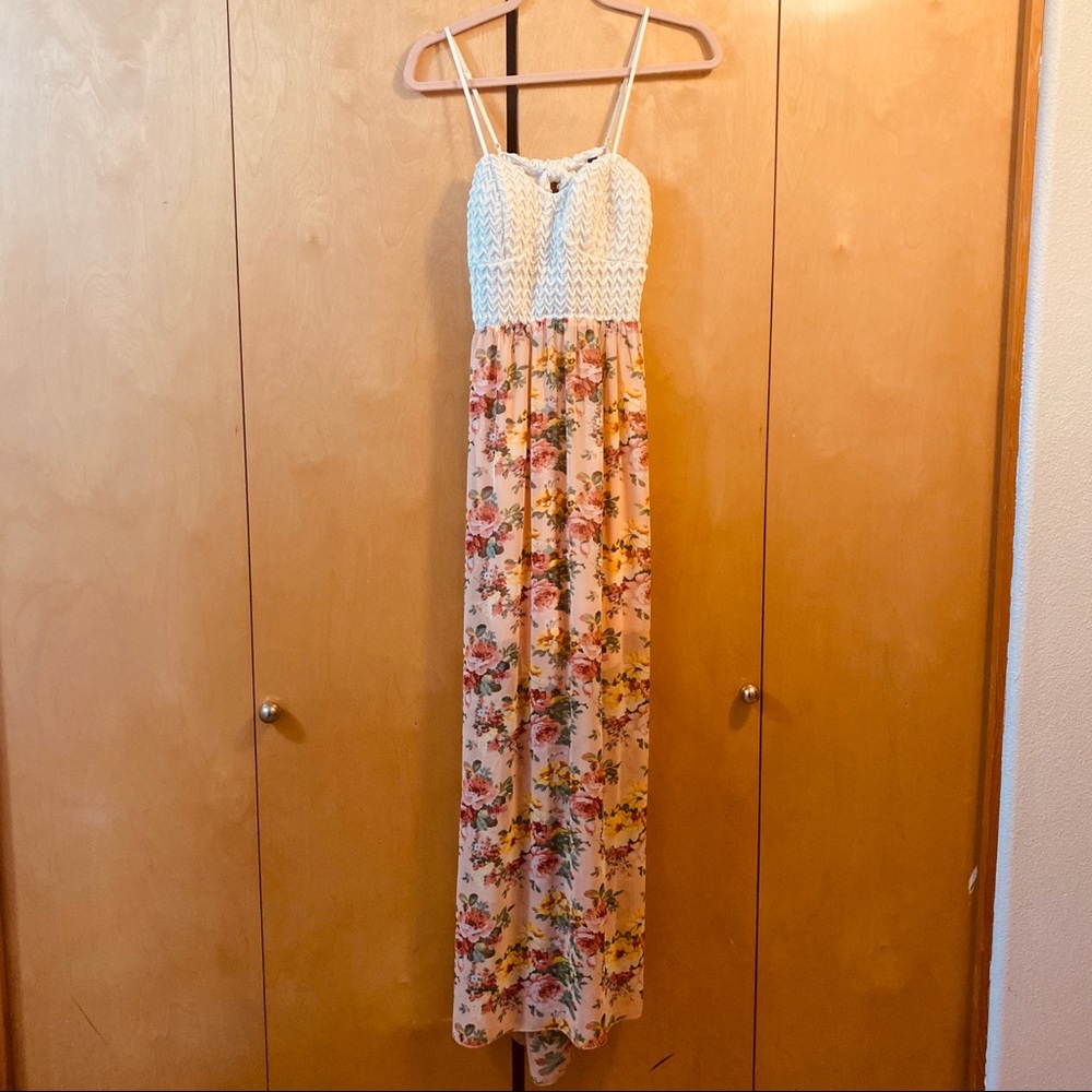 Pink and White Floral Maxi Dress